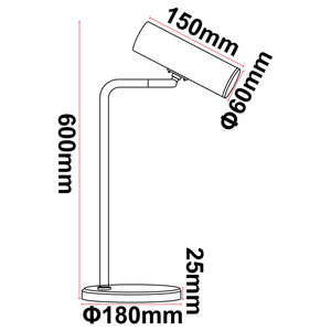 With European Plug Rotate Table <strong>Lamp</strong> 9W Simple Design <strong>Black</strong> Shell Long Neck Table <strong>Lamp</strong> Large Size Read Light With On-off Key - Product Image 3