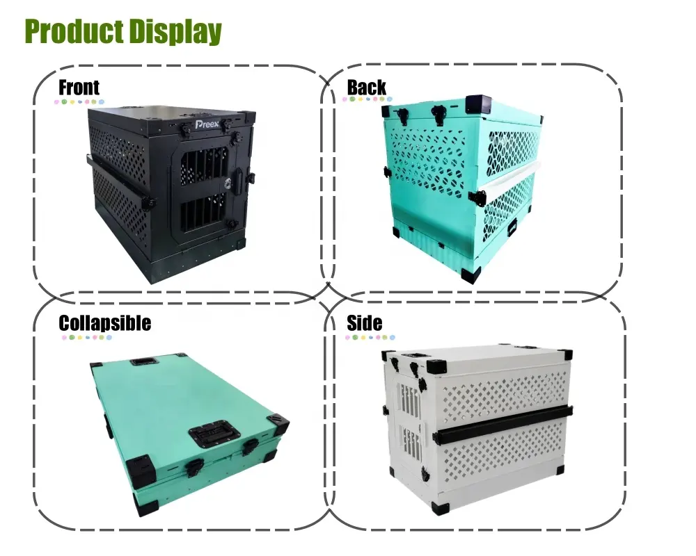 Luxus-Aluminium-Klappstoff Metall-Hundekäfig stapelbar Hohe Angst Aluminium zusammenklappbare Hundehülle