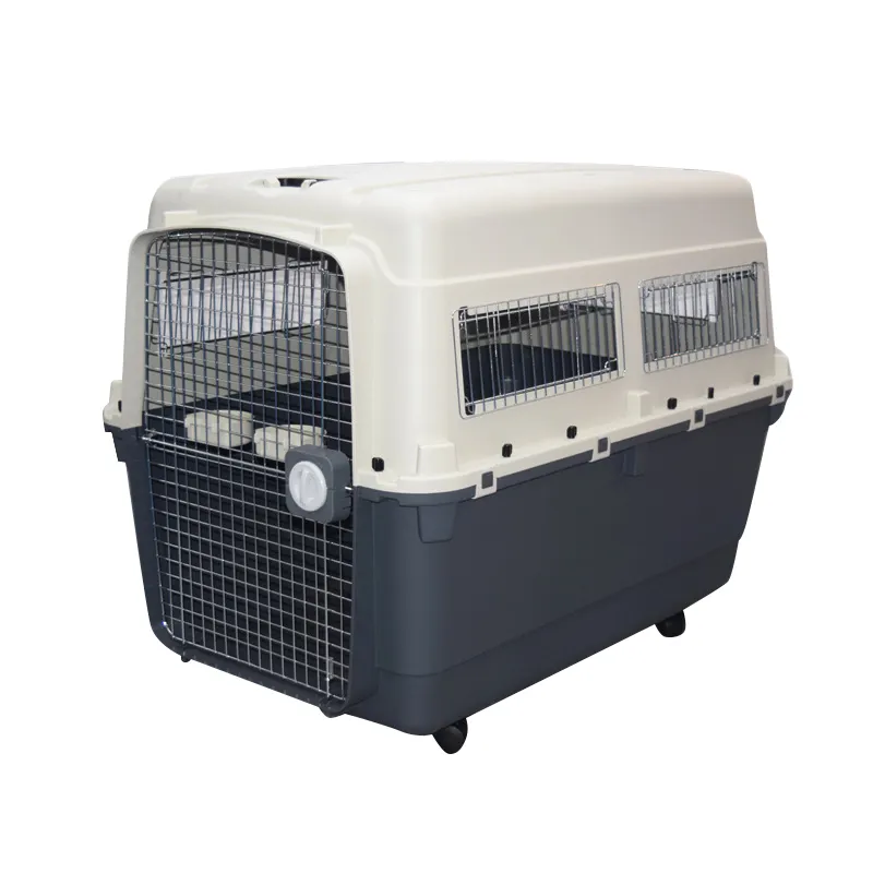 Cage de voyage Portable pour chiens de compagnie approuvée par la compagnie aérienne régulée IATA, Cages de transport en plastique, grande caisse pour chiens d'aviation