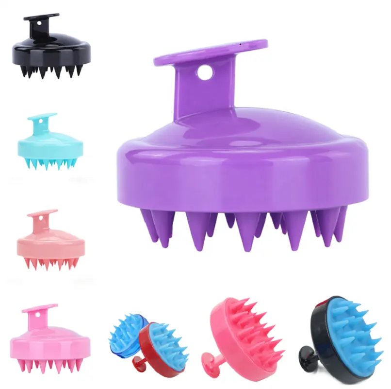 Échantillon gratuit en gros personnalisé 6 couleurs poche Silicone cuir chevelu brosse à cheveux Massage cheveux cuir chevelu massage shampooing brosse