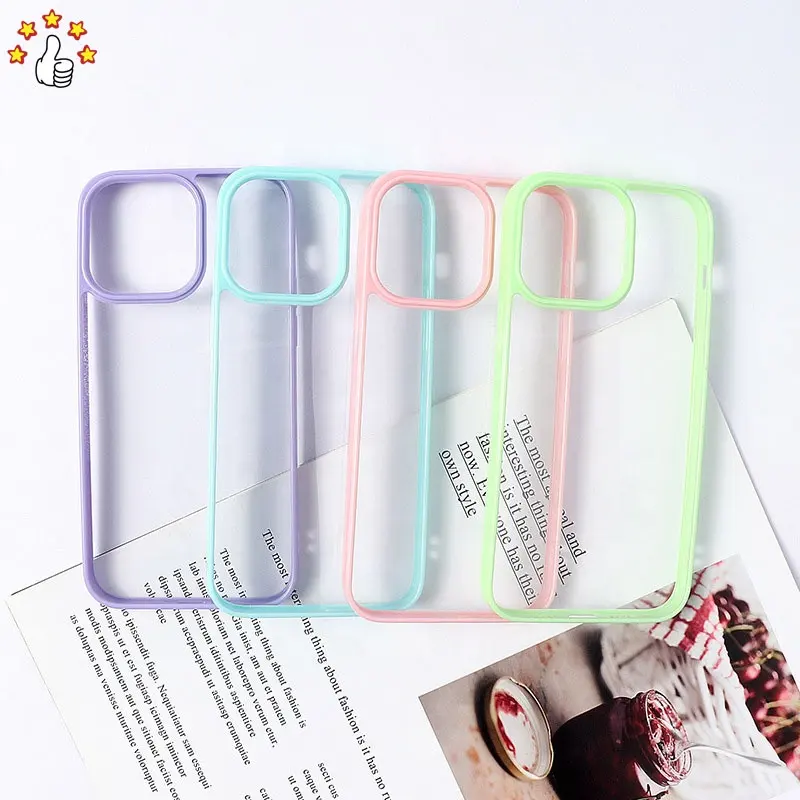 Macaron Kleur Rand Diy Mobiele Telefoon Case Transparant Tpu Mobiele Telefoon Case Custom Telefoon Case