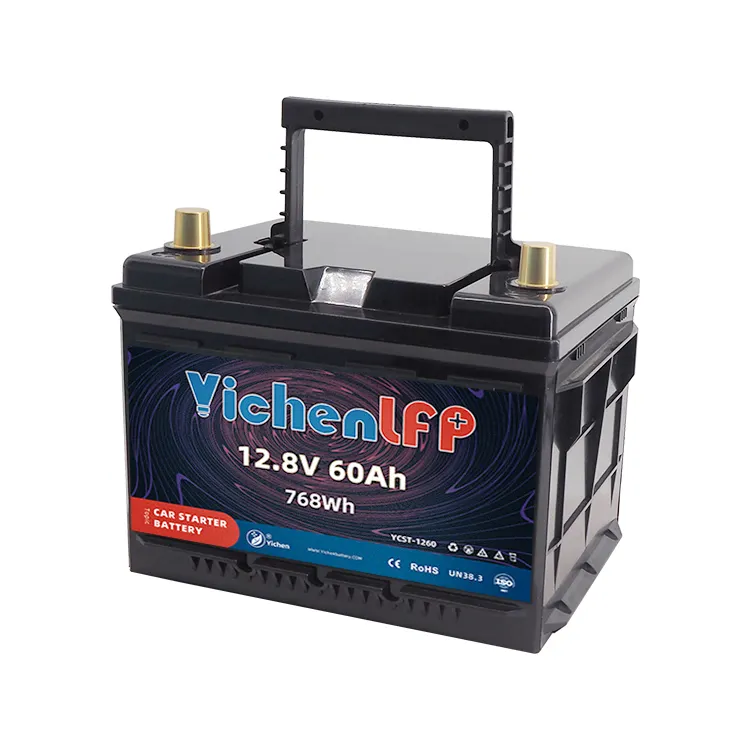 Batterie de voiture au Lithium 12V, 60ah, démarrage d'arrêt 800CCA, 12V, 60ah, très légère, sans entretien, manivelle au Lithium, batterie LiFePO4