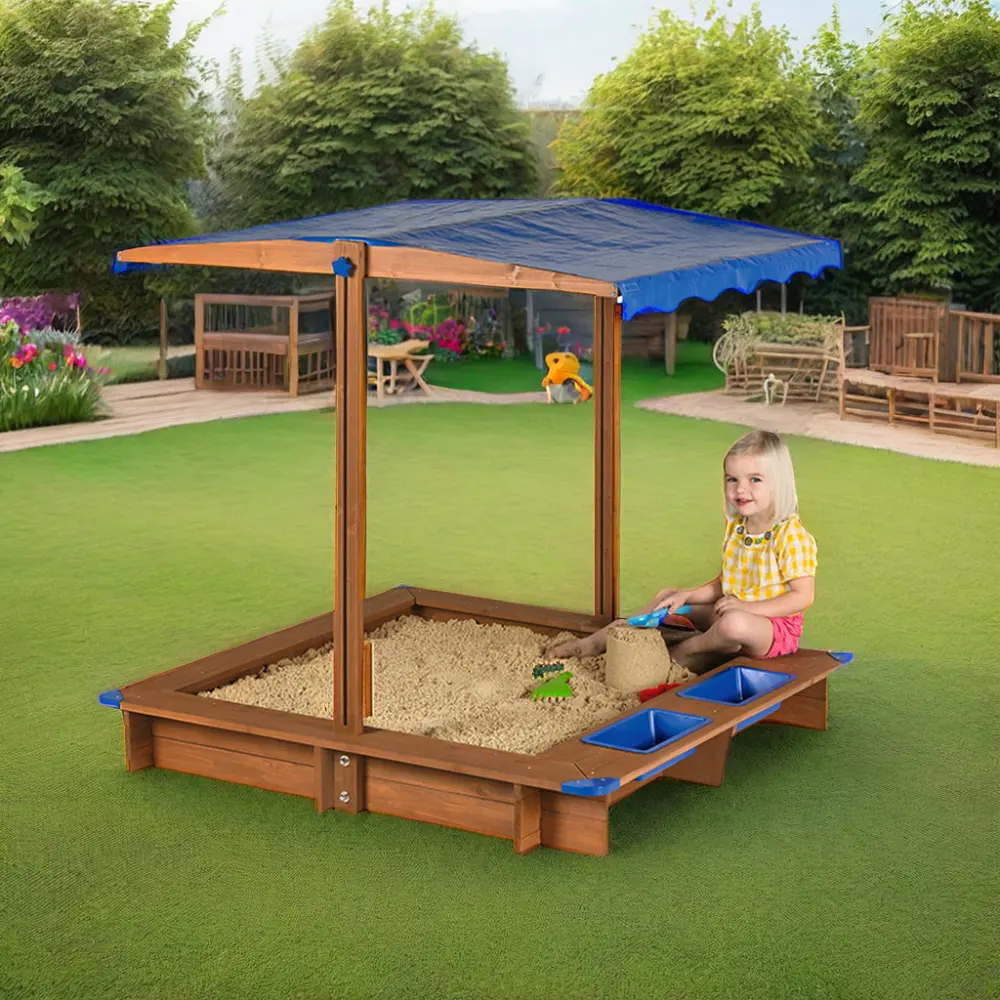 子供のための大きな屋外木製サンドボックス裏庭の遊び場ゲームプレイおもちゃのための教育的で面白いサンドピット