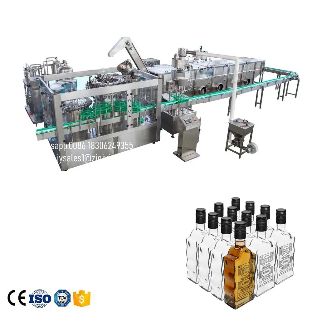 OEM Automatic Juice Beverage Liqor Drink Making Liquid Glass Bottle Filling Machines Production Line Capping Machinery