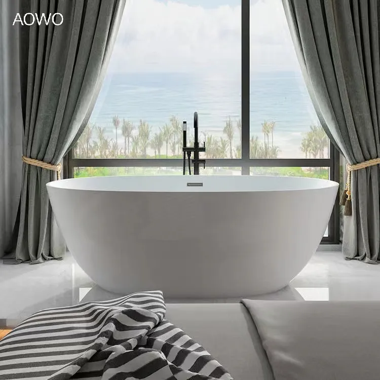 AOWO adult bathtub solid surface bathtub with faucet independent bathtub from foshan manufacturer China yacuzzi
