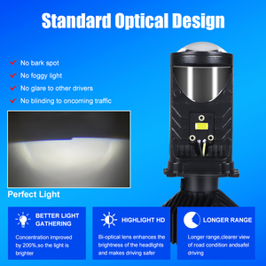 Özelleştirme mevcut Y6D H4 LED ampul 70W 14000LM bi led projektör lens IP68 su geçirmez harici sürücü led ışık araba için - Product Image 3