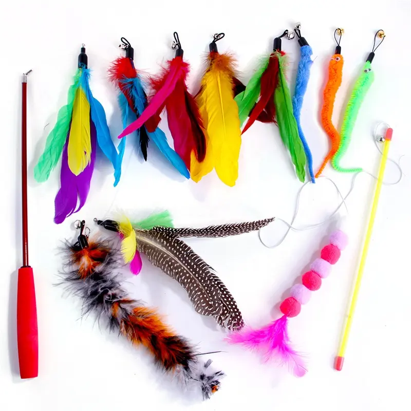 Ensemble de jouets canne à pêche pour chat, pièces, bâton à pêche amusant, souris en peluche, accessoire amazon