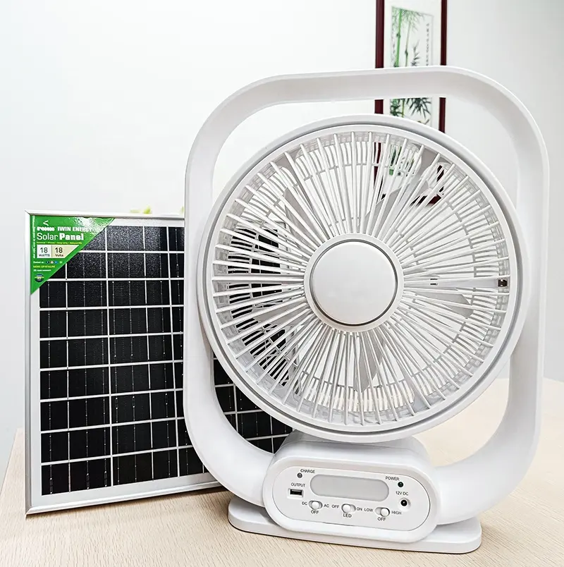12 polegadas Solar Powered mesa fãs portátil recarregável Desktop emergência luz ventilador