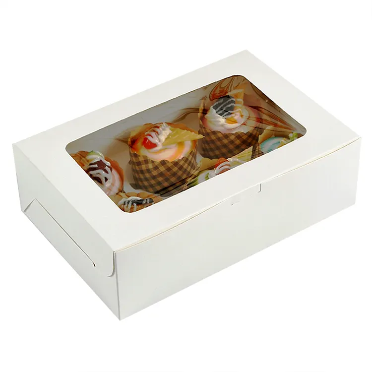 Scatola di imballaggio per Cupcake personalizzata in plastica per formaggio a 6 fori individuale di lusso scatola da Dessert per torta in cartone con Design personalizzato