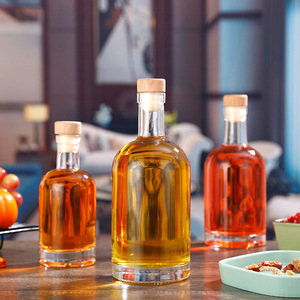 Premium Customized <strong>1L</strong>, 750ml, 500ml, 375ml, 200ml 100ml Glass Bottle with Cork/ Liquor Fancy Vodka Glass Bottle