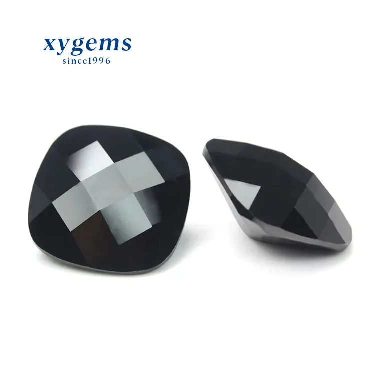 New square machine cut black Cubic Zirconia name black gemstones nepal wholesale