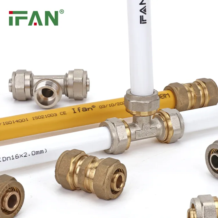 Fabricante IFAN, tubo de agua PEX de 16-32mm, accesorios PEX de latón, accesorio de compresión de latón