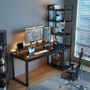 Solid Wood Multifunctional <strong>Computer</strong> <strong>Desk</strong> with Bookshelf Is Simple and Suitable for Office, Study, Bedroom and Office <strong>Building</strong>. - Product Image 1