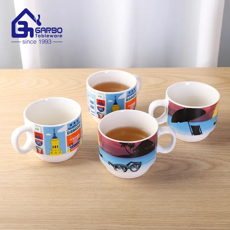 Cina regalo di fabbrica personalizzato decalcomania design tazza di ceramica 150ml piccole tazze da caffè in porcellana sfusa sublimate all'ingrosso eleganti