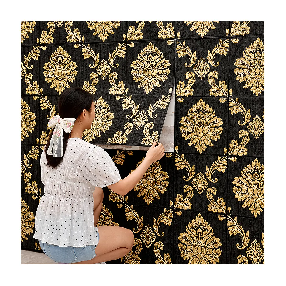 Papel tapiz de espuma de ladrillo 3D, autoadhesivo, impermeable, de lujo, moderno, para decoración de sala de estar y hogar