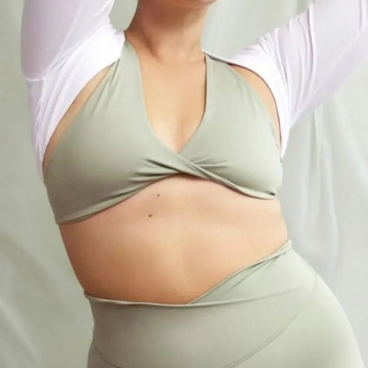 Kadın sıcak seksi güzellik geri özel özel etiket naylon ön büküm şınav spor Yoga sutyen