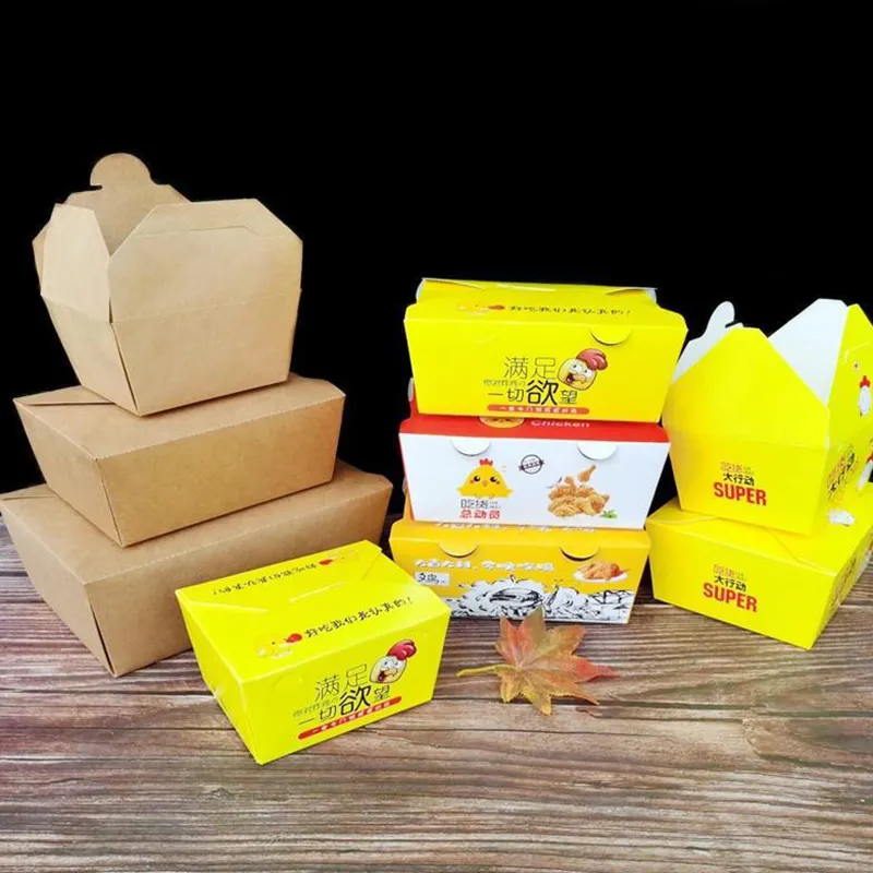 صندوق تعبئة الأطعمة الكورية السريعة بشواء وأجنحة الأرز وسلاطة الباربيكيو والدجاج المقلي من الورق قابل للحمل للاستعمال مرة واحدة بسعر خاص