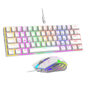 Mini Teclado mecánico de 61 teclas, 60 por ciento RGB, retroiluminado, con cable, inalámbrico, para juegos, teclado y ratón combinados - Product Image 1