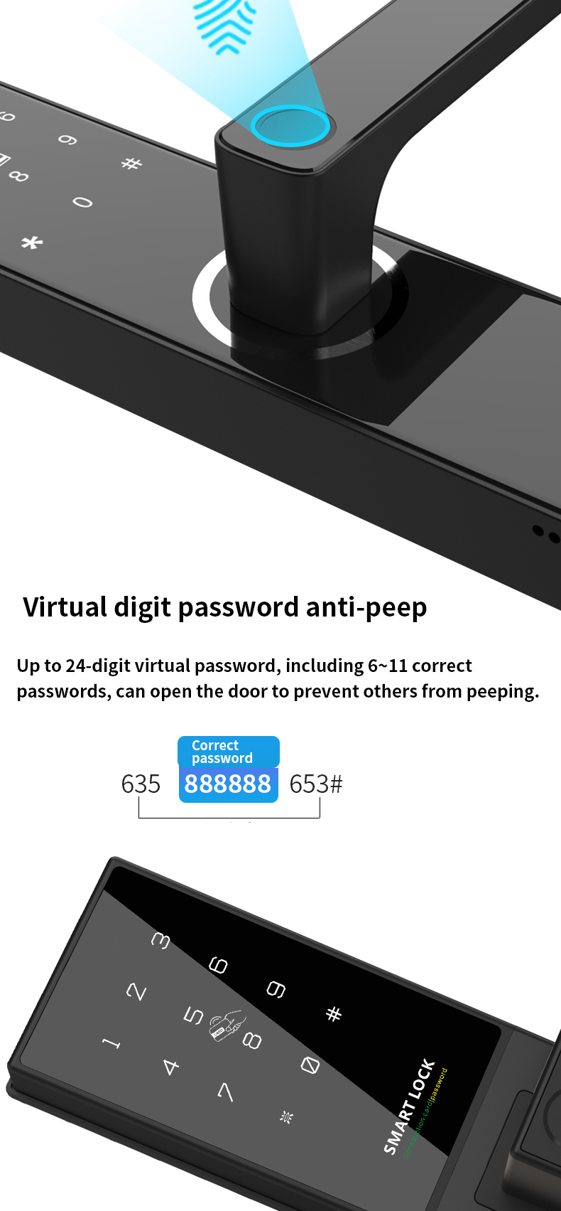 Intelligent door lock small program password lock key wiring-free smart key easy installation password fingerprint key door lock