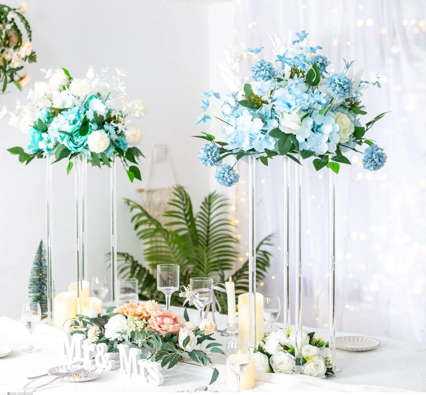 Centro de mesa de acrílico transparente para boda, soporte de flores, base de flores y decoraciones