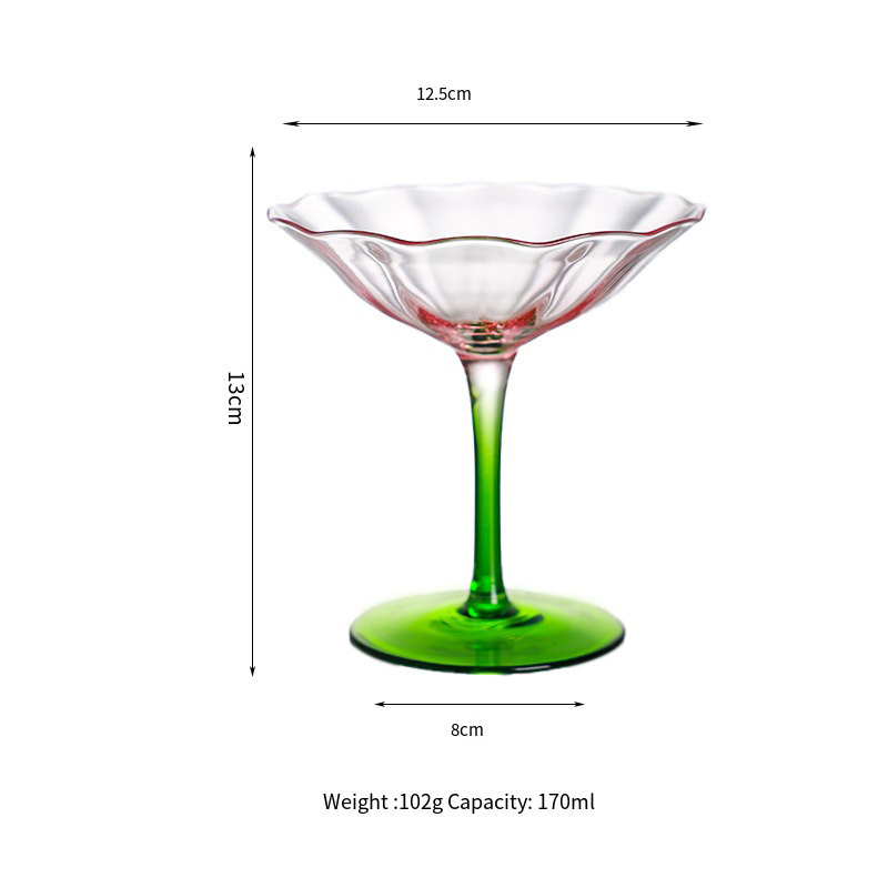 Pink and green cocktail glass