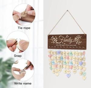 Mộc mạc DIY đánh bóng bằng gỗ treo Hội Đồng Quản trị sinh nhật kỷ niệm nhắc nhở với 100pcs gỗ thẻ gia đình lịch Hội Đồng Quản Trị - Product Image 4