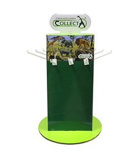 3 lati tavolo CDU portachiavi piolo Display in cartone rotante Display con ganci in plastica