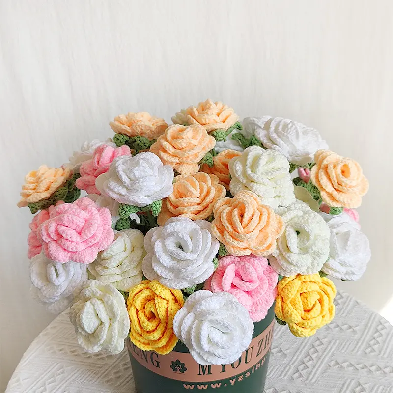 Palmy New creative gifts product handmade Knitting rose Flowers lana cotone fiori all'uncinetto per regali di compleanno di nozze