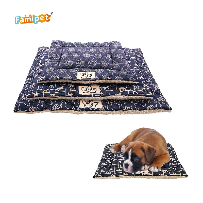 Famipet Manufacturer Custom New Design Comfortable Soft Washable Reversible Dog Crate Pad Pet Bed Mat