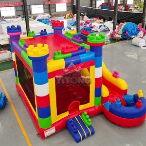 Kabarık kaydıraklı oyun kalesi ticari inşaat temalı sıçrama ev slayt ile yüksek kalite şişme şato çocuklar için parti - Product Image 2