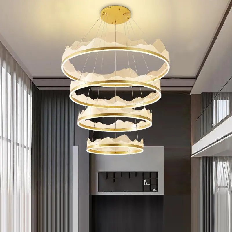 Meerosee Grote Luxe Kroonluchter Licht Hanglampen Voor Restaurant Hotel Lobby Decor Trap Ring Licht Md93030