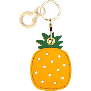 Échantillon gratuit Self Défense Anti-Scratch Finder GPS Tracker Case Air Tag Cover Ananas PU Leather Car Key Holder Porte-clés - Product Image 1