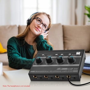 AMP-14 4-Channel <strong>Headphone</strong> Amplifier Compact Stereo <strong>Headphone</strong> Amp <strong>with</strong> <strong>RCA</strong>/6.35mm/3.5mm <strong>Input</strong> Volume Control - Product Image 6