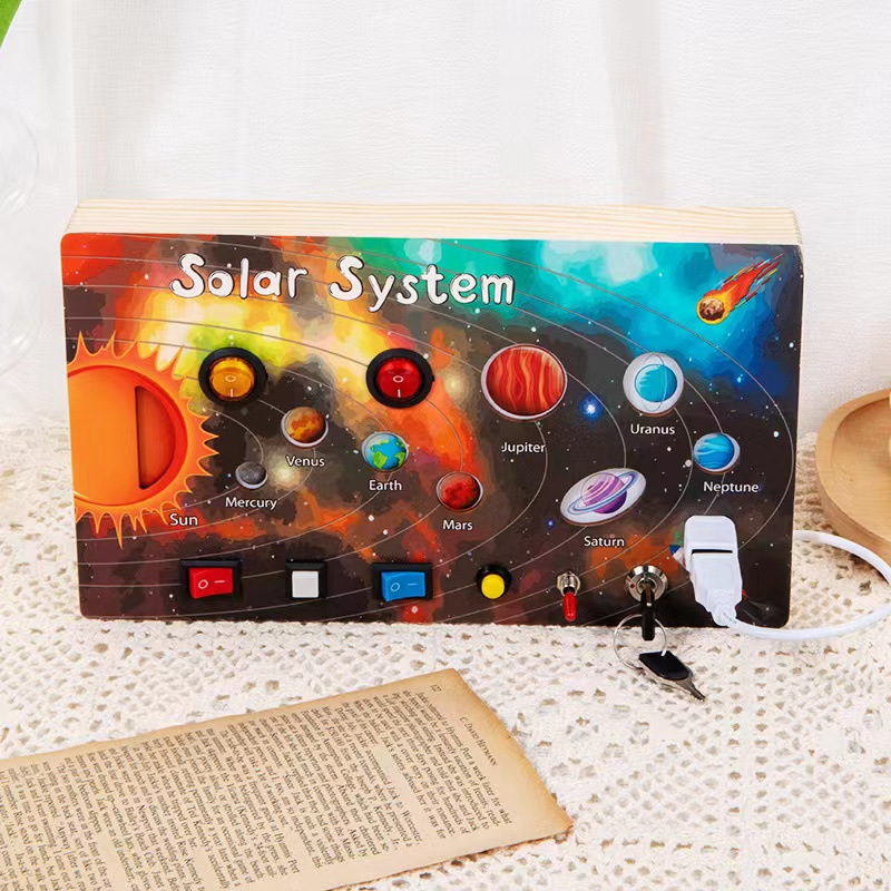 Placa de circuito del sistema solar color madera 044