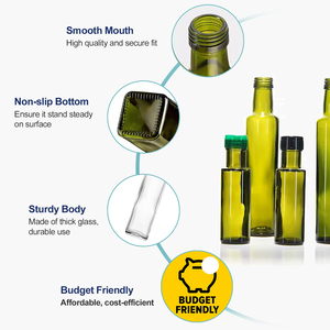 Custom 100ml 250ml 500ml 750ml <strong>1L</strong> Round Square Glass Olive Oil Container Dark Green Clear Amber Bottle with Cap Nozzle - Product Image 2