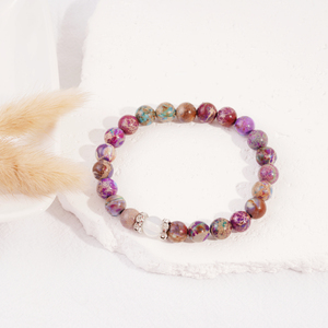New Mom Mommy <span class=keywords><strong>50th</strong></span>/60th/70th Purple Emperor Stone Lapis Lazuli Natural Stone Beaded Bracelet with Cards for Happy Birthday <span class=keywords><strong>Gifts</strong></span>