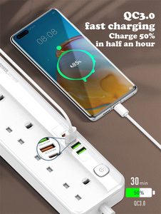 LDNIO SC5415 10 ft Power Strip Surge Protector 5 Outlets 4 <strong>Usb</strong> Port Desktop <strong>Multi</strong> <strong>Functional</strong> 5 Way Universal Smart Power <strong>Socket</strong>
