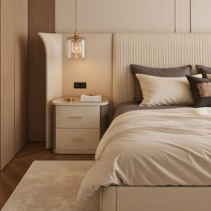 Роскошная изогнутая мягкая кровать | Элегантная вышивка и ткань Премиум | Легкий роскошный дизайн - Product Image 3