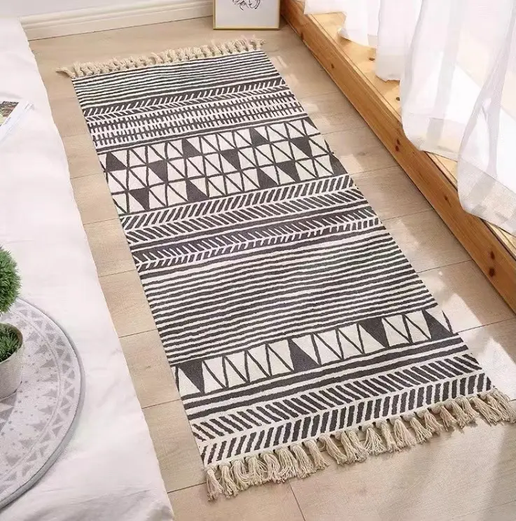 Teppich liefert Großhandel Baumwoll teppich mit Quaste Wohnzimmer gewebte Boden matte Teppich