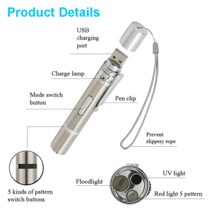 Mini USB Aufladen Laserlicht Zeiger 5 Muster LED Licht Taschenlampe Cat Laser Zeiger Spielzeug laser mit UV-Licht und Taschenlampe - Product Image 2