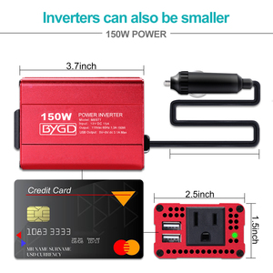 BYGD 150W车载电源逆变器车载适配器DC 12V AC 110V电源逆变器套件3A双智能USB端口微型逆变器 - Product Image 3