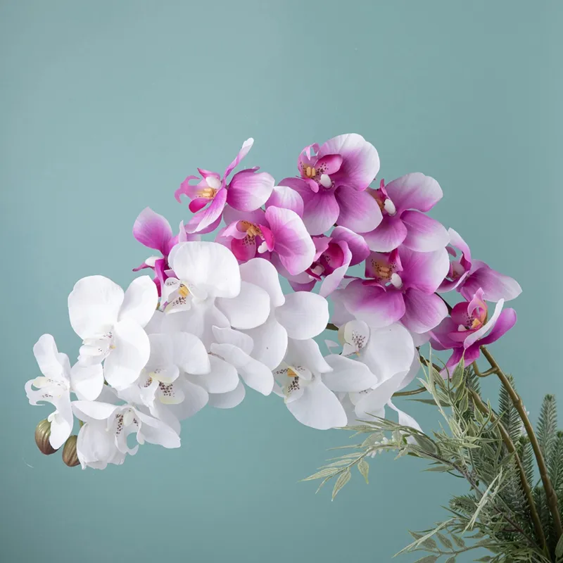 Artificial Orquídea Borboleta Flores Da Orquídea Da Traça De Seda Amarela Tronco Decoração Do Casamento