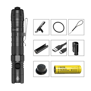 Xách tay có thể sạc lại LED chiến thuật đèn pin 1200 lumen độ sáng cao Hợp kim nhôm không thấm nước Extra-Long Pin IP68 - Product Image 1