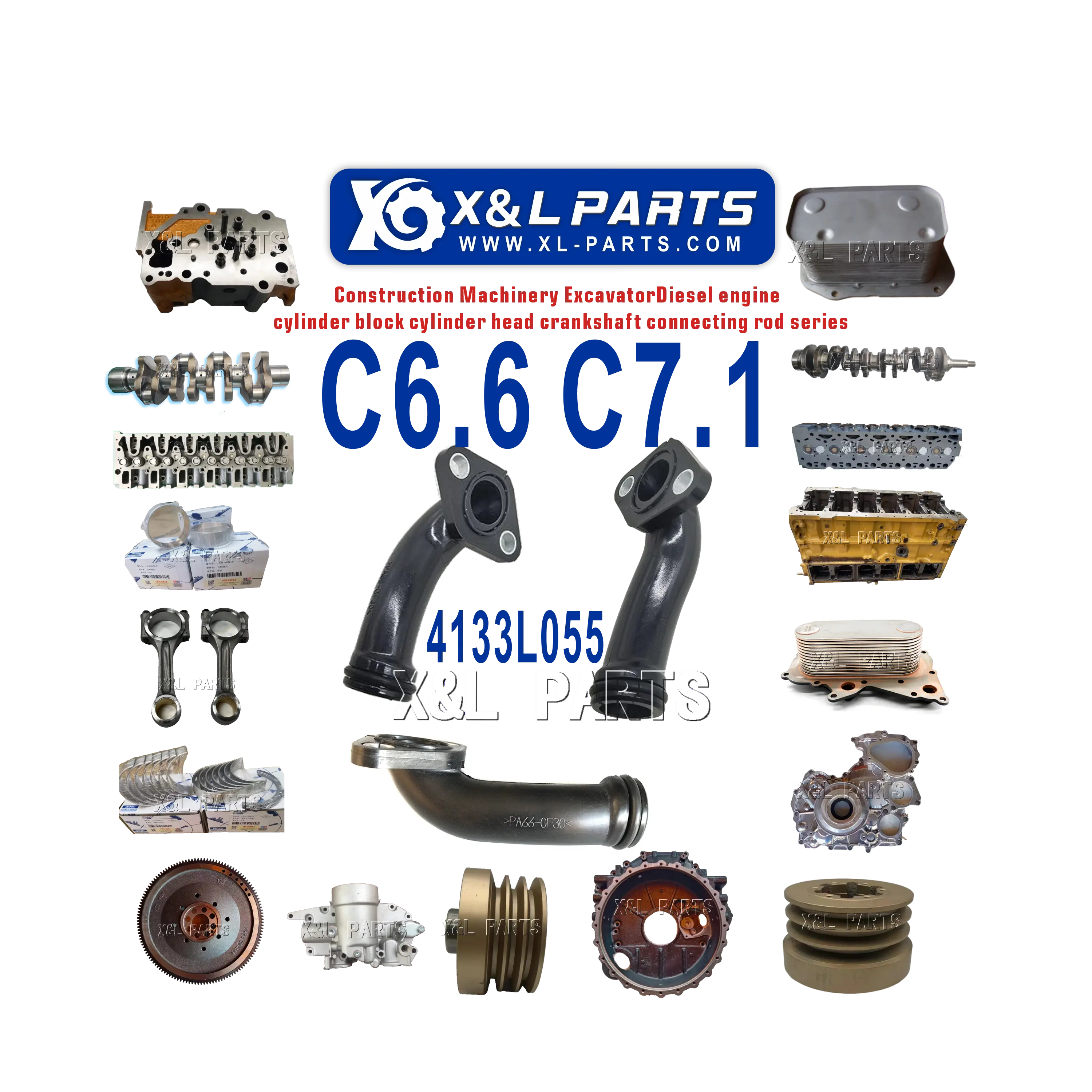 X & L Onderdelen Motor Waterleiding 4133l055 Compatibel Met Rups Cat C6.6 C7.1 Perkins 1104 Dieselmotor