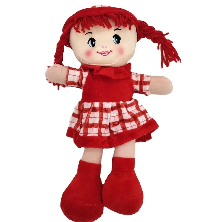 Bambole della ragazza della peluche della bambola di pezza del panno farcito morbido rosso di modo adorabile