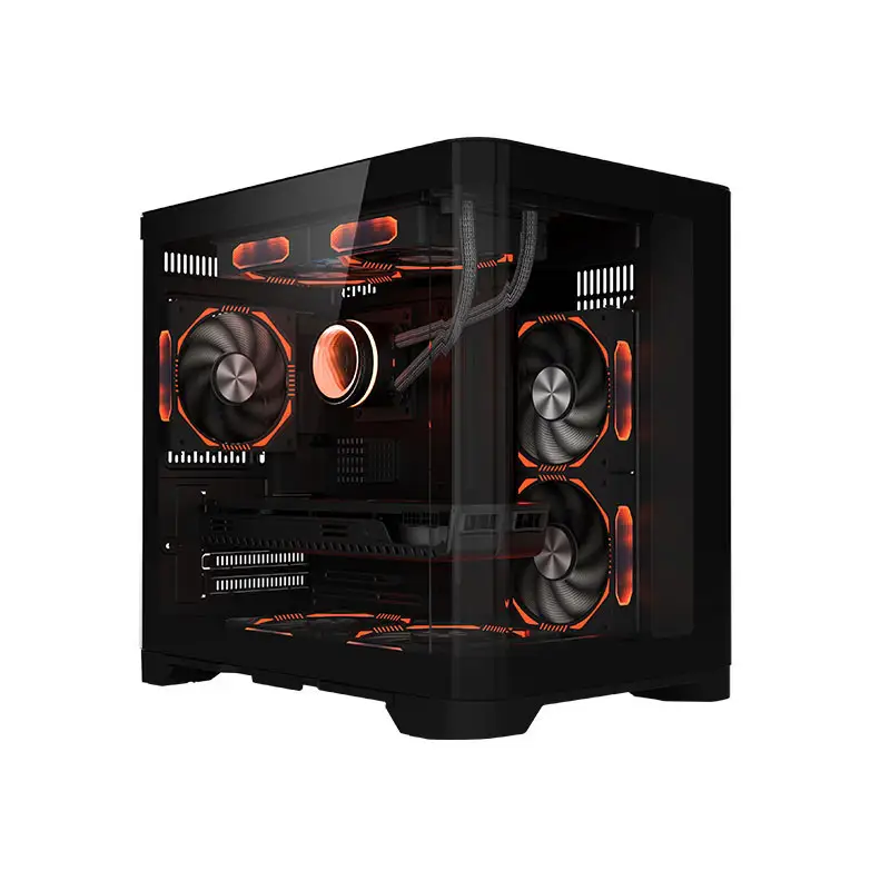 High End gebogene gehärtete Glasscheibe Gabinete PC Micro ATX Gehäuse PC Gaming Computer gehäuse & Türme