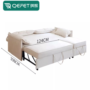 Foshan mobilya fabrika Modern püsküllü kumaş katlanır kanepe Cum yatak toptan uzatılabilir otel oturma odası için Futon kanepe çekin - Product Image 4