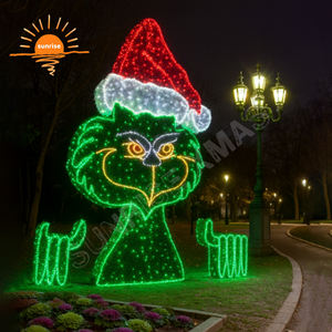 תאורת חוץ לתצוגות חגיגיות, תאורת מוטיב גרינץ' תלת-ממדית בהתאמה אישית, תאורת לד מסחרית גדולה לחג המולד, קישוט זוהר - Product Image 3