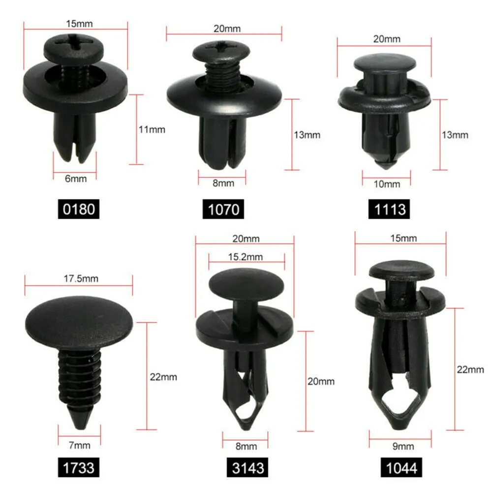 Clips de sujeción automáticos para coche, remache de Panel de puerta, revestimiento de guardabarros, parachoques, embellecedor de plástico mezclado, 6 tamaños, 190 Uds.