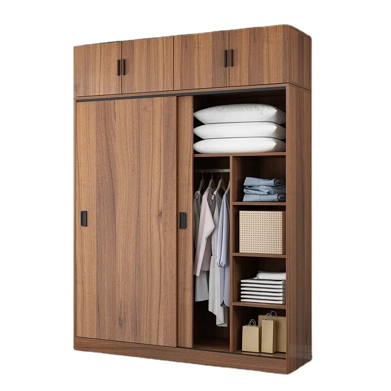 Meubles de chambre à coucher en bois porte coulissante armoire armoire Simple moderne usine en gros